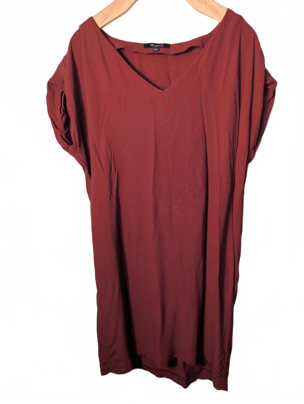 Madewell Rust Orange V Neck Shift Dress Womens Size Small Relaxed Minimal Fall